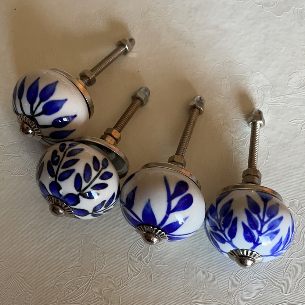 Dresser Knobs painted blue mix